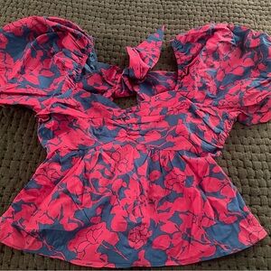Floral Pink and Blue Women's Top